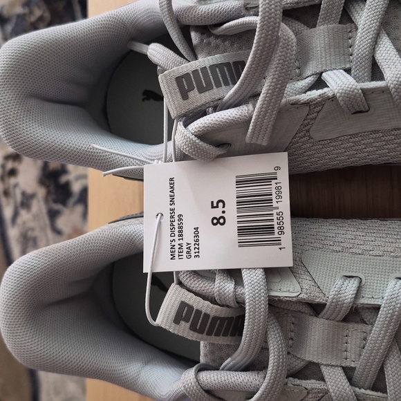 Men's Puma Light Gray Mesh Athletic Sneakers with Black Logo - Picture 5 of 10